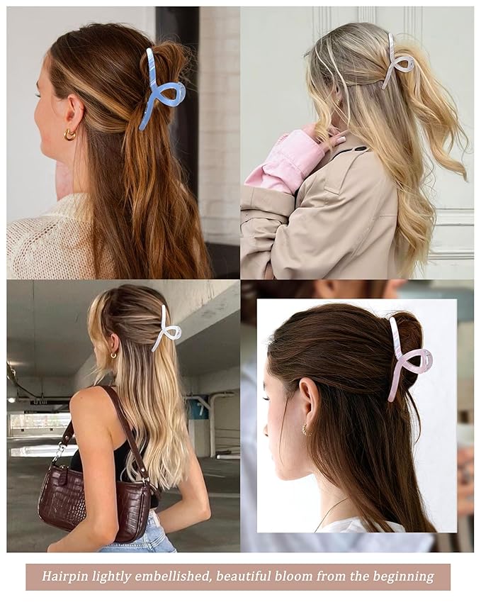 Molans 5Inch Large Hair Claw Clips 4 PCS for Women - Acrylic Hair Accessories for Thick Hair and Long Hair, Big Strong Durable Hair Applique, Oversized Non-slip Rectangle Butterfly Jaw Hair Clips