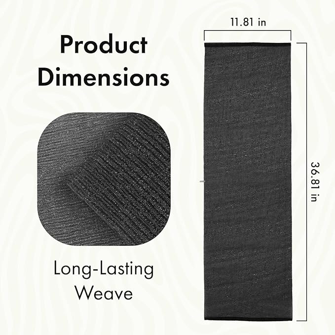 Exfoliating Washcloth, Nylon Bath Towel Body Scrubber with Hanging Strap, Back Scrubber for Shower Japanese Washcloth Loofah - Deep Clean & Rich Lather (Black & White & Gray, Pack of 3)