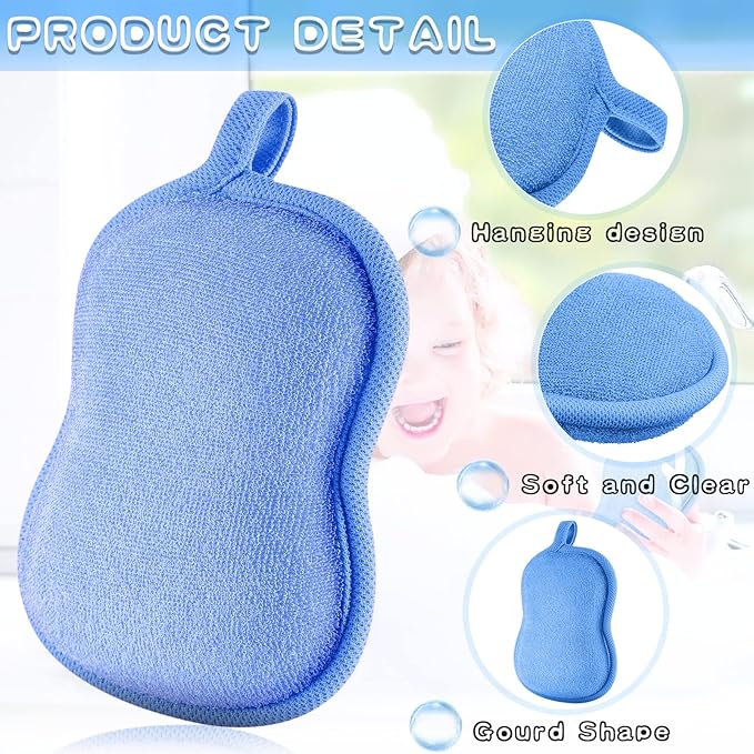 Tatuo 4 Pieces Baby Bath Sponge Cotton Baby Sponge Toddler Soft and Absorbent Loofah for Kids Babies Men Women(Red, Purple, Green, Blue)