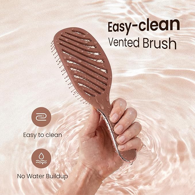 AIMIKE Detangler Brush, Wet Dry Vented Hair Brush w/Soft Bristles, Pain-Free Detangling Hairbrush Loosens Stubborn Tangles, Extra Gentle on Fine and Fragile Hair, for Women & Kids