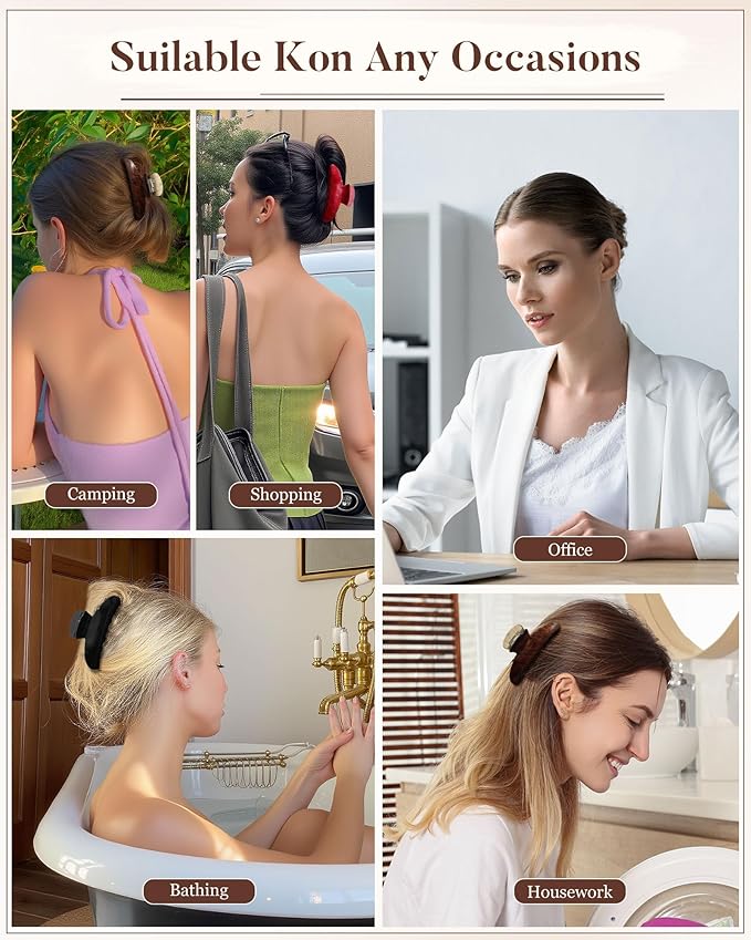 Molans 3PCS Hair Claw Clips Acrylic Clamps for women - Non-slip Strong Hold Barrettes for Thin Thick Hair, Medium hair clips Accessories