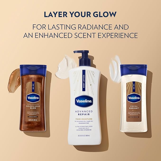 Vaseline Intensive Care Unscented Advanced Repair Body Lotion - Ultra-Hydrating with Lipids for Extremely Dry Skin, 20.3 oz, Pack of 3