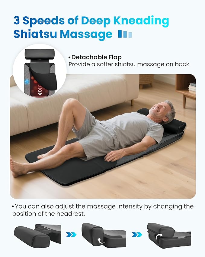 COMFIER FSA Full Body Massage Mat with Heat, HSA Eligible Shiatsu Back Massager for Pain Relief Deep Tissue Kneading & Vibration Heating Chair Massage Pad for Recliner, Sofa, Bed, Gifts for Mom Dad