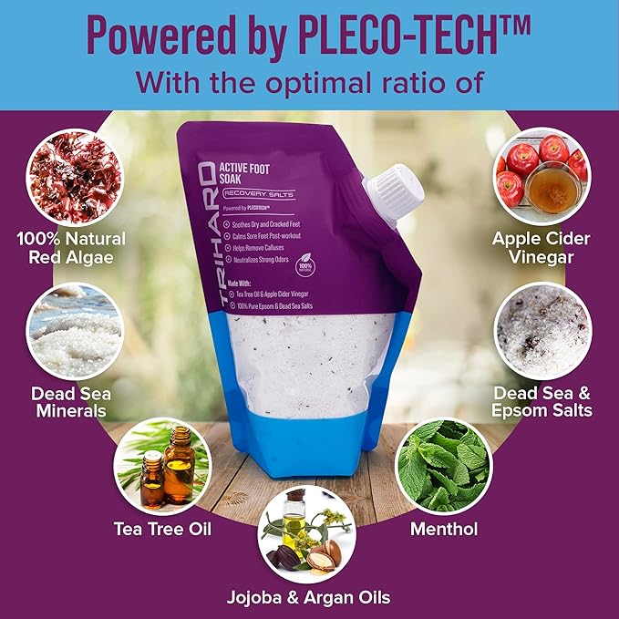 Active Foot Soak Salts – Epsom Salt with Tea Tree & Menthol, Pedicure Soak for Dry, Cracked Feet – Detox Soaking Salts for Relaxing Spa Treatment