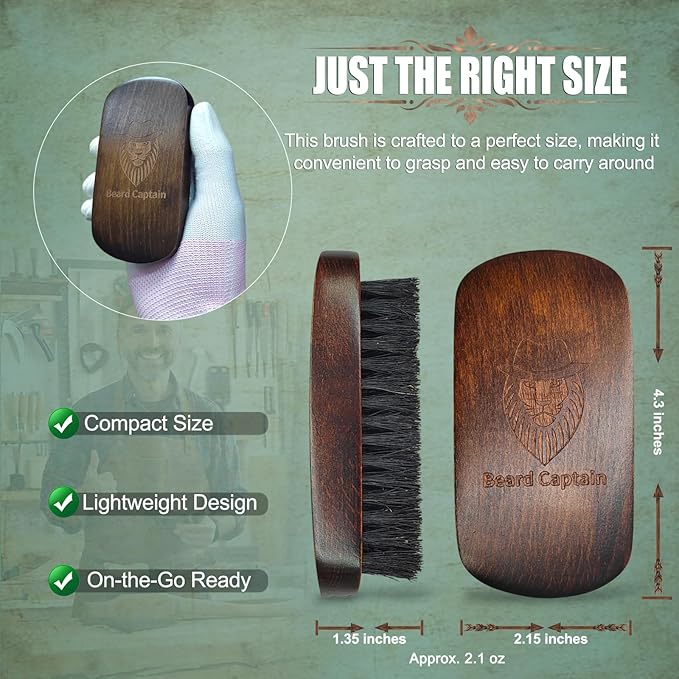 100% Boar Bristle Beard Brush for Men | Premium Vintage Wooden Handle | Soft Bristles | Grooming Tool for Short, Thin, Thick, Coarse & Full Beards