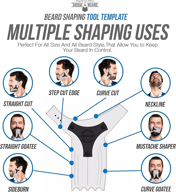 Beard Shaper & Barber Pencil, Beard Lineup Tool, Great Beard Guide Shaping Tool for Men, Beard Lineup Guide Template Thats Perfect for Styling and Edging, With Beard Comb