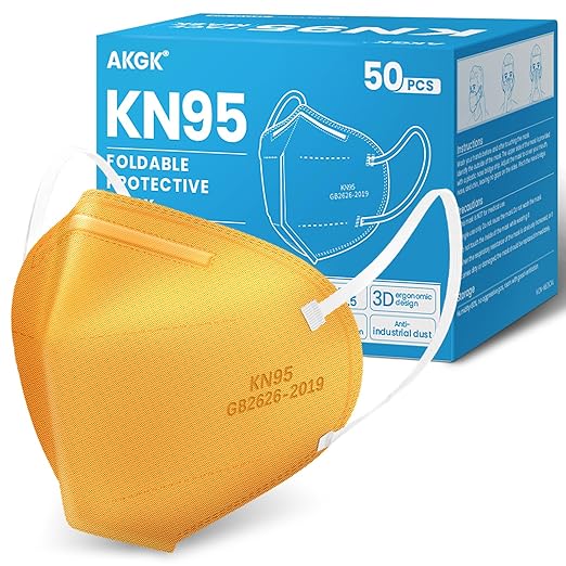 akgk KN95 Face Mask 50 PCS, Breathable Protection Masks, 5-Ply KN95 Masks, Cup Dust Safety Masks