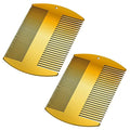 Boao 2 Pcs Metal Hair Combs for Women Men Stainless Steel Beard Mustache Comb Credit Card Size Lice Wallet Pocket Fine Cutting Teasing Barber Hair Styling Dandruff Remove Dreadlock(Gold)