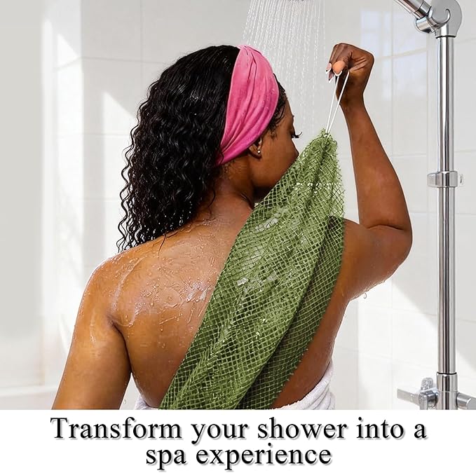 SubSahara Authentic African Net Sponge - 3 Pack Exfoliating Bath & Shower Loofah Sponge for Body & Face, Gentle Scrubber for All Skin Types, Travel, Durable