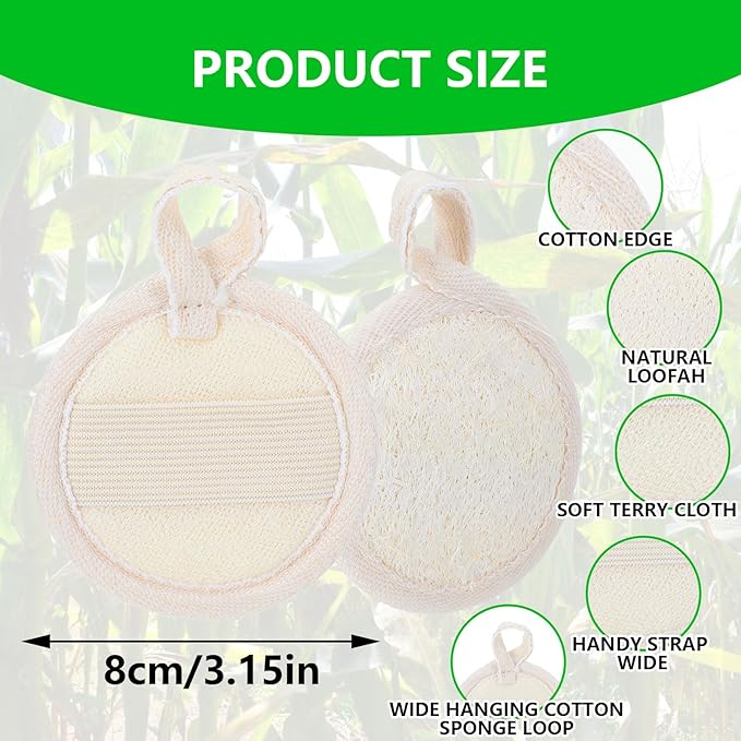 4 Pcs Natural Loofah Sponge Facial Scrub Pads Exfoliating Pads for Face Exfoliating Pads Scrubbers Facial Sponge Loofah for Women Men Bath Shower, Face That Gets You Clean