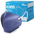 AKGK KN95 Face Mask - 50 PCS, Breathable Protection, 5-Ply KN95 Masks, Navy Blue, Cup Dust Safety