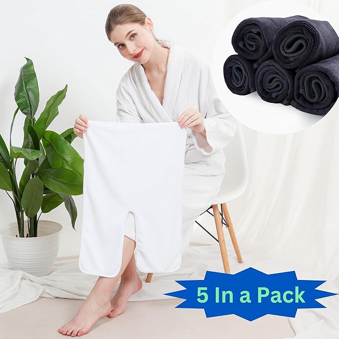 Microfiber Facial Towels for Estheticians - Set of 5 Spa Face Towels for Women, Professional Esthetician Supplies and Esthetician Essentials, Extra Soft, Large U Shaped Massage Spa Towels