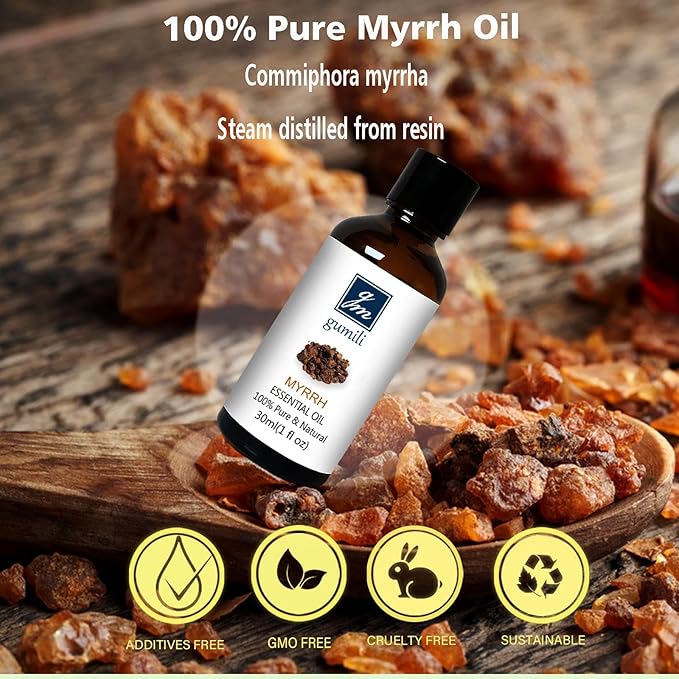 Frankincense and Myrrh Essential Oil Combo Set (2 Pack), 100% Pure Undiluted Essential Oils for Aromatherapy, Massage, Meditation & Skincare