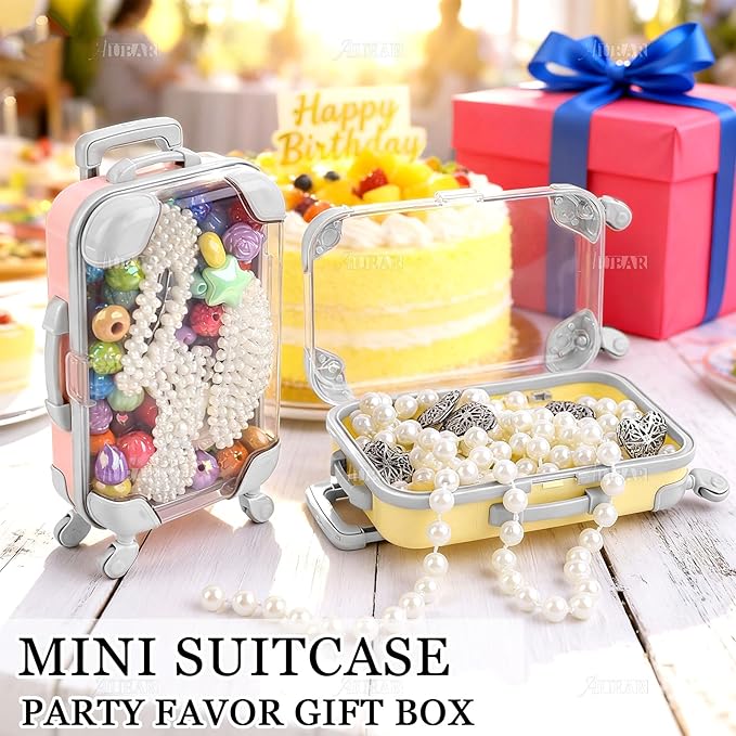 AUEAR, 2 Pack Mini Empty Luggage Storage Box Clear Suitcase Packaging Case