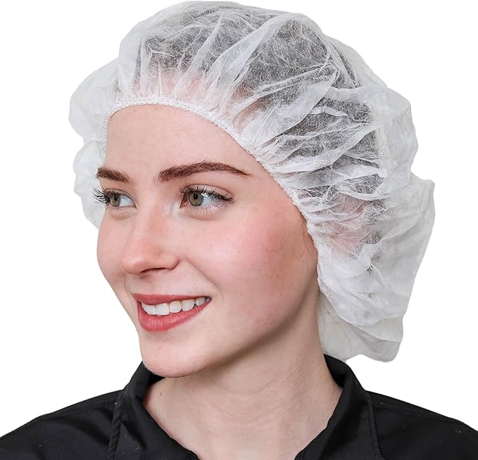 Unisex Polypropylene Bouffant Caps [100 | 1000 | BLACK | WHITE | BLUE | RED |ORANGE | GREEN | 21" | 24" | 28"]