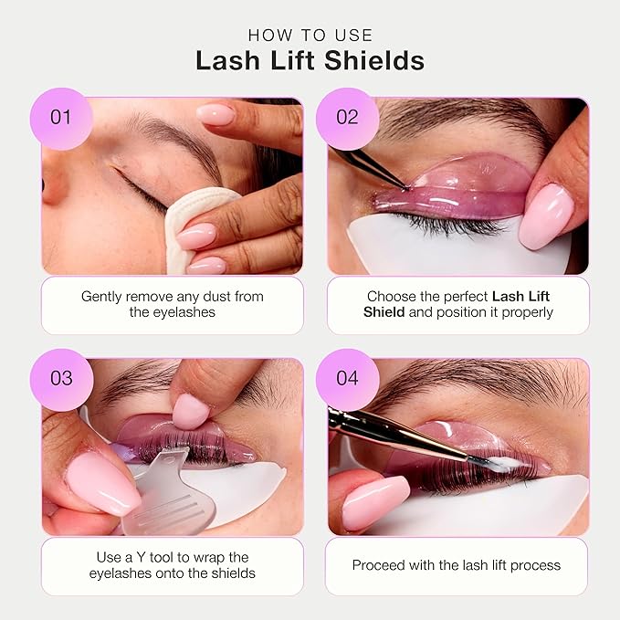 Curacoro Lash Lift Shields, 10 Pcs/5 Sizes Eyelash Perm Pad, Lash Rods for Eyelash Curling and Lifting, Reusable Silicone Tools For Perm Lamination