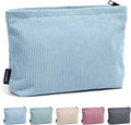 MAANGE Cosmetic Bags for Women Small Makeup Bag for Purse Corduroy Makeup Pouch Travel Makeup Bag with Metal Zipper Make Up Bag for Travelling(BLUE)