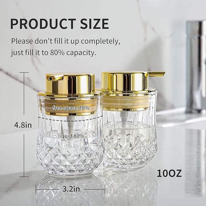 soap Dispenser (Liquid-Clear/Gold -2PACK)