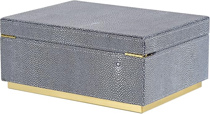 HofferRuffer Elegant Faux Leather Decorative Box, Storage Jewelry Box Organizer, Large Dresser Cosmetic Organizer Holder, Classic Jewelry Accessory Organizer, 11x8x4.8 inches (Grey)