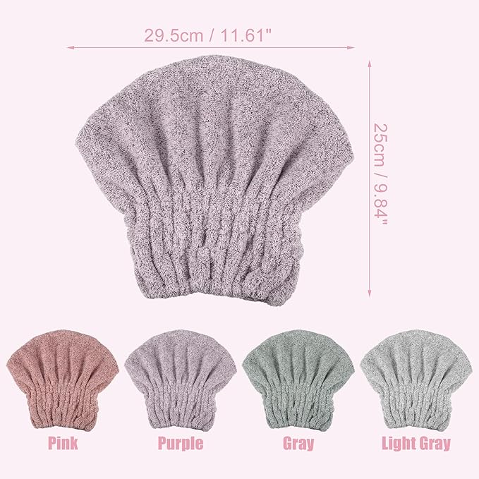 VOCOSTE Charcoal Fiber Hair Drying Towel Dry Cap, Lightweight Strong Absorbent, for After Bath Drying Hair, Purple