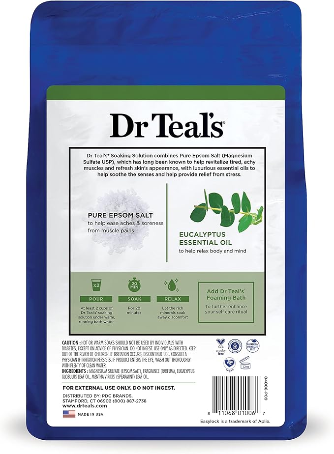 Dr Teal's Pure Epsom Salt, Lavender & Eucalyptus Duo Bundle, 3 lbs (Pack of 2)