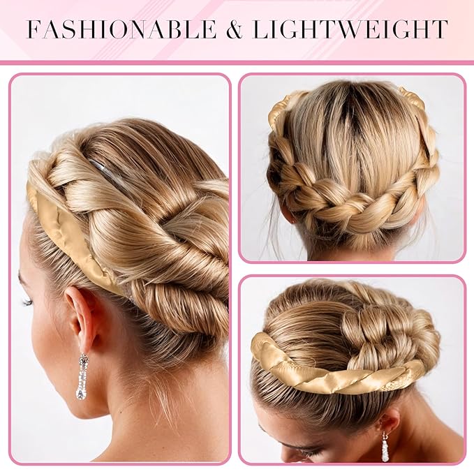Heatless Curling Rod Headband, Heatless Hair Curler Overnight for Long Short Hairs No Heat Overnight Curls with Thin Curlers to Sleep In for Long Hairs (Gold)