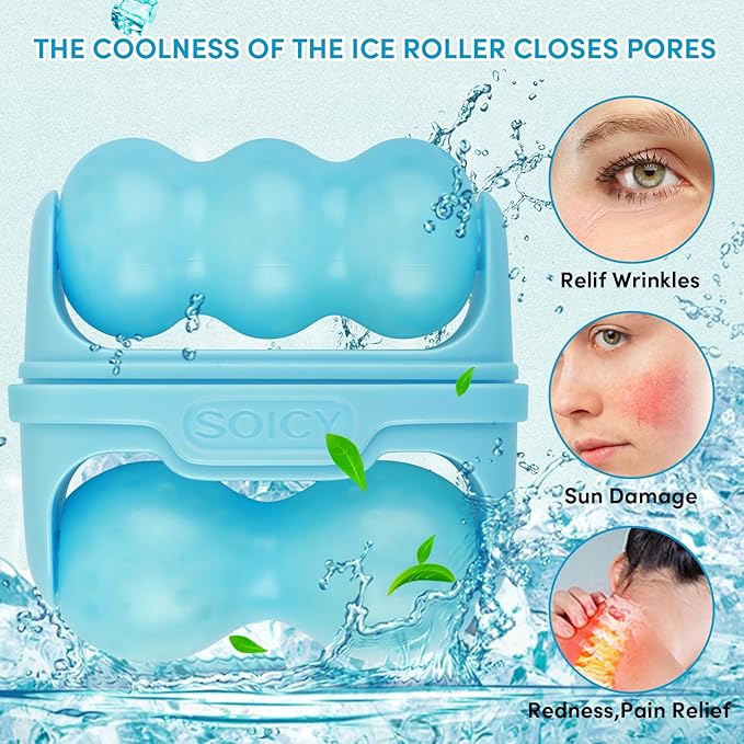 Ice Roller for Face,Eyes,Women Gifts Idea,Therapeutic Cooling to Tighten Brighten Complexion and Reduce Wrinkles,Massager Under Eye Puffiness,Migraine and Pain Relidf