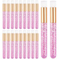 TUZAZO 20 Pieces Pink Lash Shampoo Brushes - Glitter Crystal Eyelash Extension Cleanser Brushes - Nose Pore Deep Cleaning Brush for Blackhead Removing Facial Cleansing (Pink)