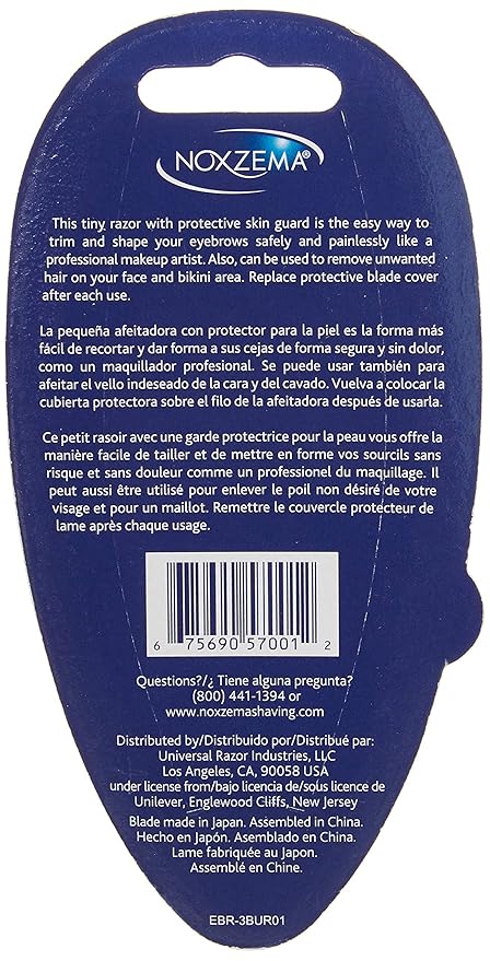 Noxzema Eyebrow Shaper, 3 Count; Small, Compact Razors Expertly Trim Eyebrows and Facial Hair for Precision Shaping and Cosmetic Grooming with Professional Results; Equipped with Protective Skin Guard