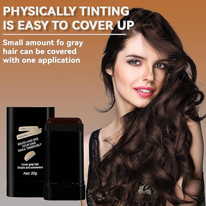 2-in-1 Instant Hair Color Stick & Comb, 2 Pcs Portable Color Touch-Up Hair Sticks with Comb, Waterproof and Sweat-Proof Hair Dye Comb, Quick Root Touch-Up for Gray Hair Coverage (Brown balck)