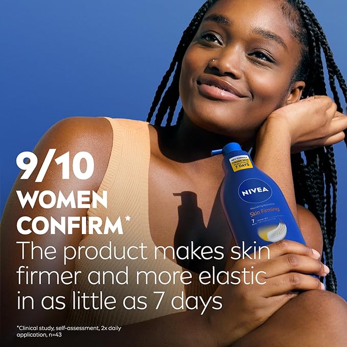 NIVEA Nourishing Hydration Skin Firming Body Lotion with Q10 and Vitamin C, 72-Hour Body Moisturizer for Dry to Very Dry Skin, 16.9 Fl Oz Pump Bottle