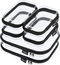 6 Pack Clear Hard Shell Zipper Case, Hard Plastic Organizer Pouches for Travel, Small Items, Makeup, Electronics & Art Supplies - Crush-Resistant & Waterproof Storage (Black)