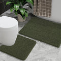 AROGAN Bathroom Rug Sets 2 Piece, 20"x20" U-Shaped Toilet Mat and 21"×34" Bath Mats Bathroom Floor Set, Washable Bath Rug, Absorbent Soft Non Slip Rug Set, Olive Green