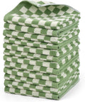 Jacquotha Wash Cloths Super Soft (Green Checkered), Wash Clothes 12 Pack Cotton Face Cloths for Washing Face Showering 13x13 Inches, Chrsitmas Gifts