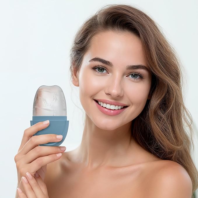 Ice Roller for Face, Ice Cube Facial Roller Massager, Reusable Silicone Face/Neck Ice Mold for Naturally Skin Care, De-Puff Eye Bags, Reduce Migraine Pain