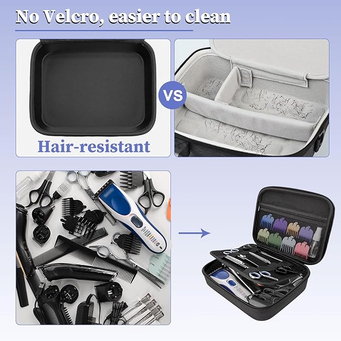 Hard Clipper Case for Barbers, Hair Clippers Travel Case for Hatteker/Oneisal/Wahl 5star/Andis Razor Guard Grooming Kits, Hair Cutting Barber Supplies Holder, Trimmer Organizer Storage Bag