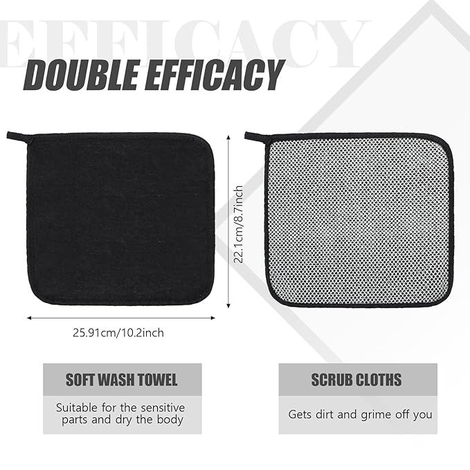 Tudomro 10 Pcs Exfoliating Washcloths Double Sided Man Wash Cloths Body Face Exfoliating Scrub Cloths for Shower Men Women(10.2 x 8.7 Inch,Multicolor)