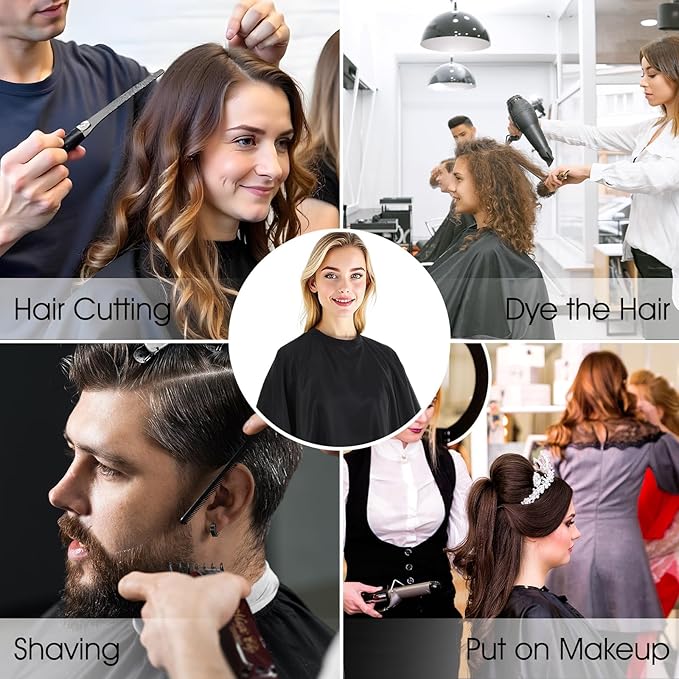 12 pcs Hair Salon Capes Waterproof Haircut Unisex Black Cape Barber Hair Cutting Cape with Snap Closure Hair,Coloring and Styling