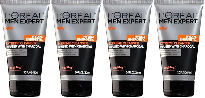 L'Oreal Paris Men Expert Hydra Energetic Daily Facial Cleanser with Charcoal,.,(Pack of 4)