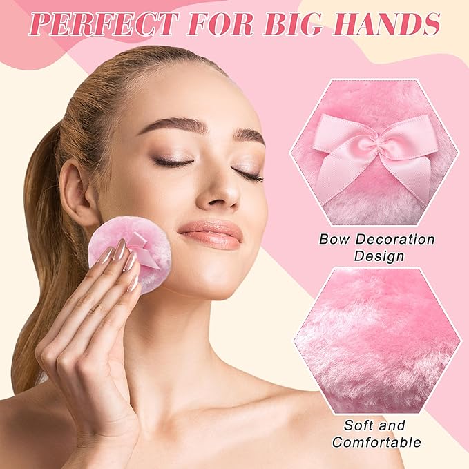 Coolrunner 5PCS Body Powder Puff and Container, Crystal Clear Powder Container with Powder Spoon, Dusting Powder with Puff for Women, Washable Reusable (Transparent)
