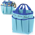 Abbylike Grooming Tote Bag for Horses and Dogs Organize Tack Tools Equestrian Grooming Kit Care Portable with Multiple Pockets for Supplies(Vintage,15 x 12 x 5.5 Inches,Blue)