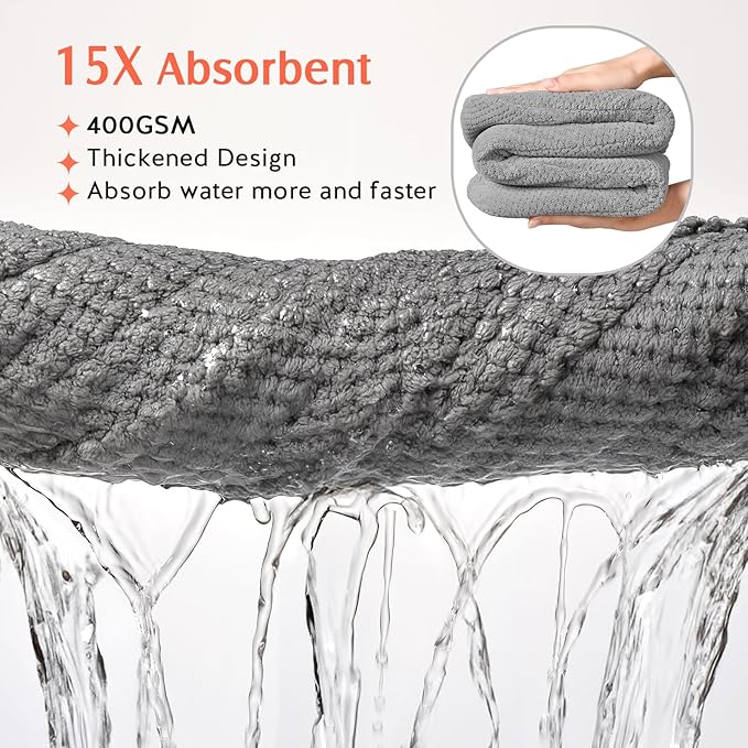 YFONG 2 Pack Large Microfiber Hair Towel Wrap, Super Absorbent Quick Dry Hair Turban for Drying Long Thick Curly Hair, Anti Frizz, Drying Towel with Button