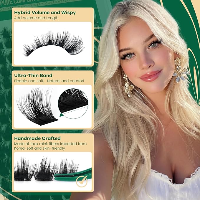KEYYOU Lash Clusters 144pcs Eyelash Clusters 10-18mix D Curl Cluster Lashes Thick Super Soft Wispy DIY Eyelash Extension at Home(PC01-D-10-18MIX)