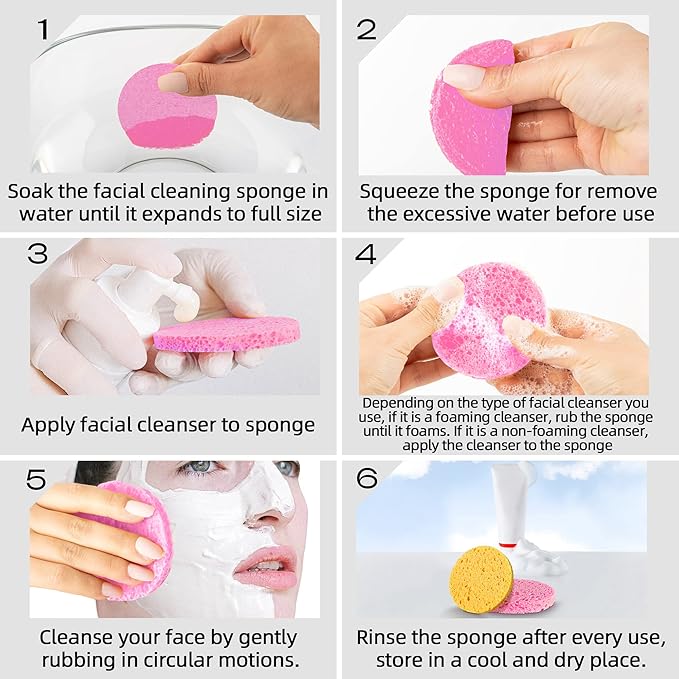 120-Count Compressed Facial Sponges|Kickleen 100% Natural Cellulose Cosmetic Spa Sponges for Daily Facial Cleansing|Makeup And Mask Removal|Exfoliating|Skin Massage|Pore Exfoliation (120 Count (Pink))