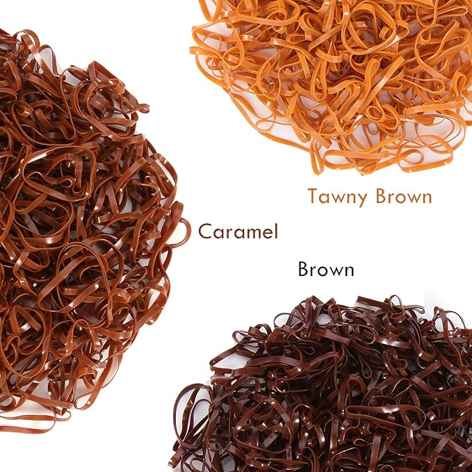 Hoyols Hair Ties Elastic Rubber Bands Ties for Ponytail Braid Holder for Kids Girl Women Brown Silver Gold Color 1000 Piece TPR (6 Mixed Ladies)