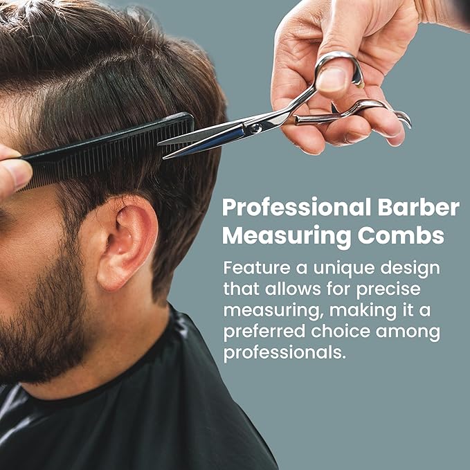 Premium Carbon Fiber Barber Combs - 4 Pack - Heat Resistant Barbers Comb, 7.3 Inch - Ideal for Home and Professional Use, Taper
