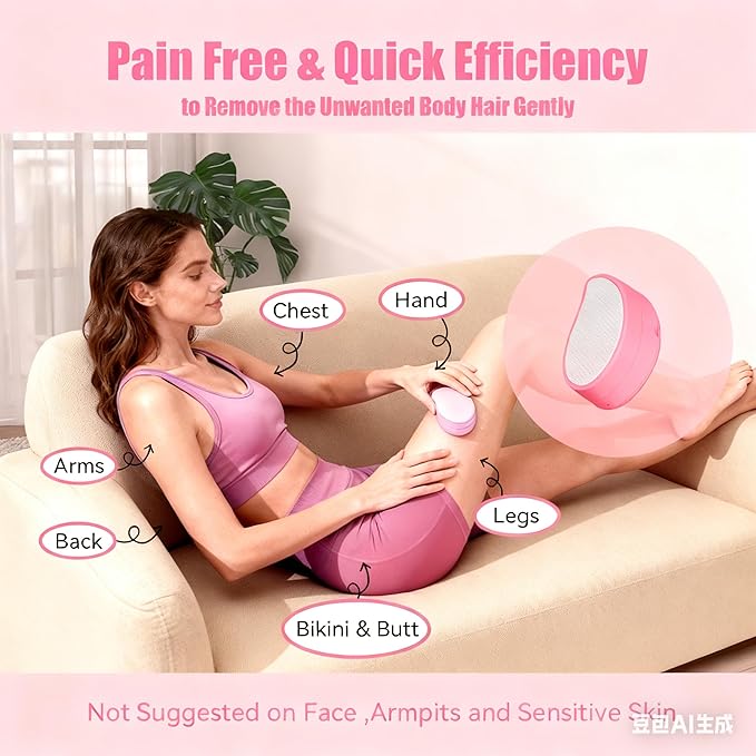 Professional Crystal Hair Remover - Nano Glass Epilator & Exfoliator 2-in-1 (Pink)