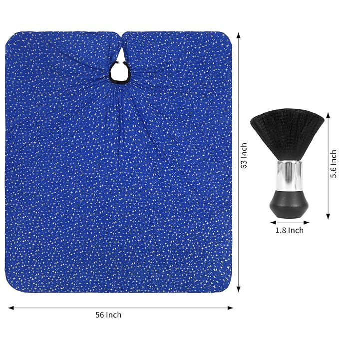 Professional Hair Cutting Cape with Neck Duster Brush, Large Size Salon Barber Cape for Men, Women and Kids(Blue with Stars)