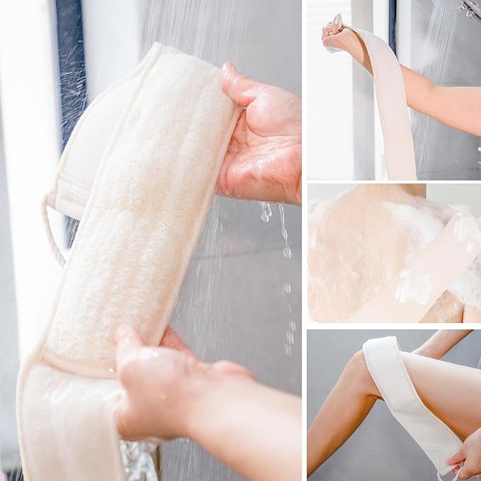 Premium Natural Loofah Exfoliating Scrubber Set - Back Scrubber, Body Pads & Facial Sponges | 8-Piece Bath & Shower Gift Set for Women (Luxury Gift Box)