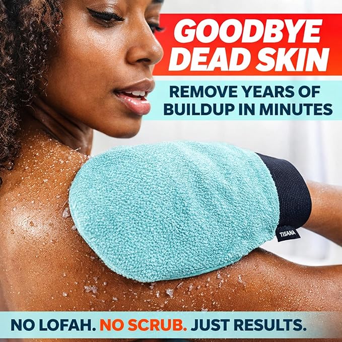 Exfoliating Glove for Shower – Dual-Sided Body & Face Scrubber Mitt – Deep Exfoliation Washcloth Mittens – Dead Skin & Tan Remover for Body – Body Exfoliator Loofah Wash Cloths for Showering (5-Pack)